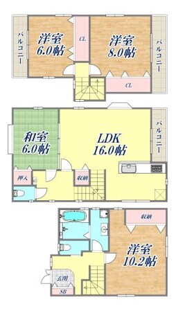 門戸岡田町戸建の物件間取画像